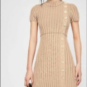 Free People Tan Button Sweater Dress